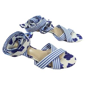 Cabi Tied Up Canvas Floral Wrap Sandal Size 10